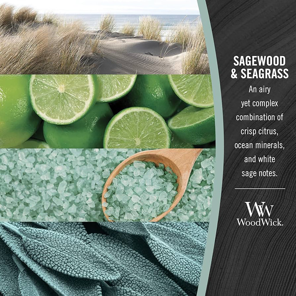WoodWick Candle | Sagewood & Seagrass | Medium