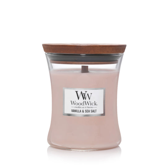 WoodWick Candle | Vanilla & Sea Salt | Medium