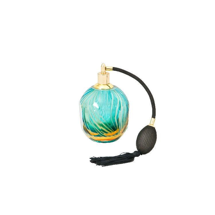 COLOURED GLASS PERFUME BOTTLE GREEN ATOMISER