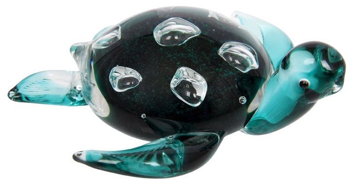 COLOURED GLASS TURTLE RIDLEY 12X16X17CM