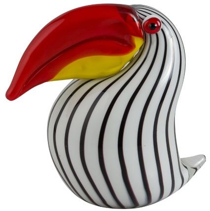 COLOURED GLASS TOCO TOUCAN 15 x 9.5 x 14CM