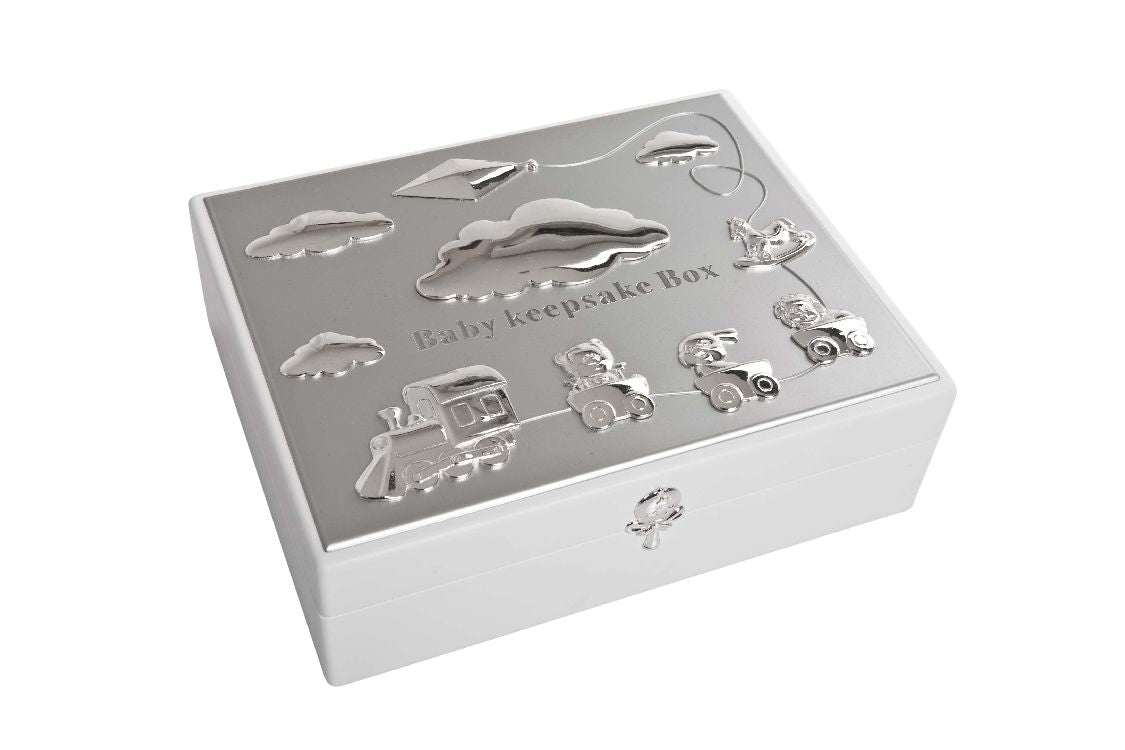 BABY WHITE WITH SILVER PLATE KEEPSAKE BOX
