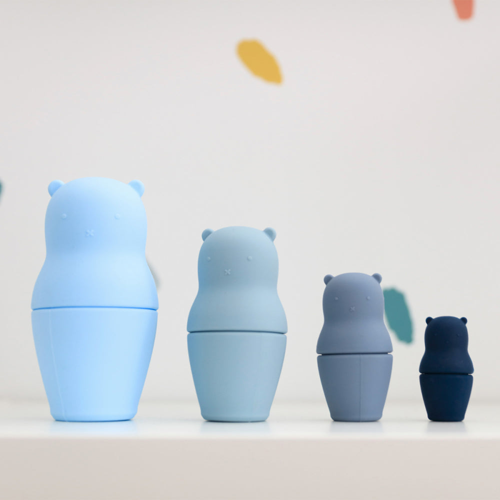 Baby Blue Silicone Nesting Bears