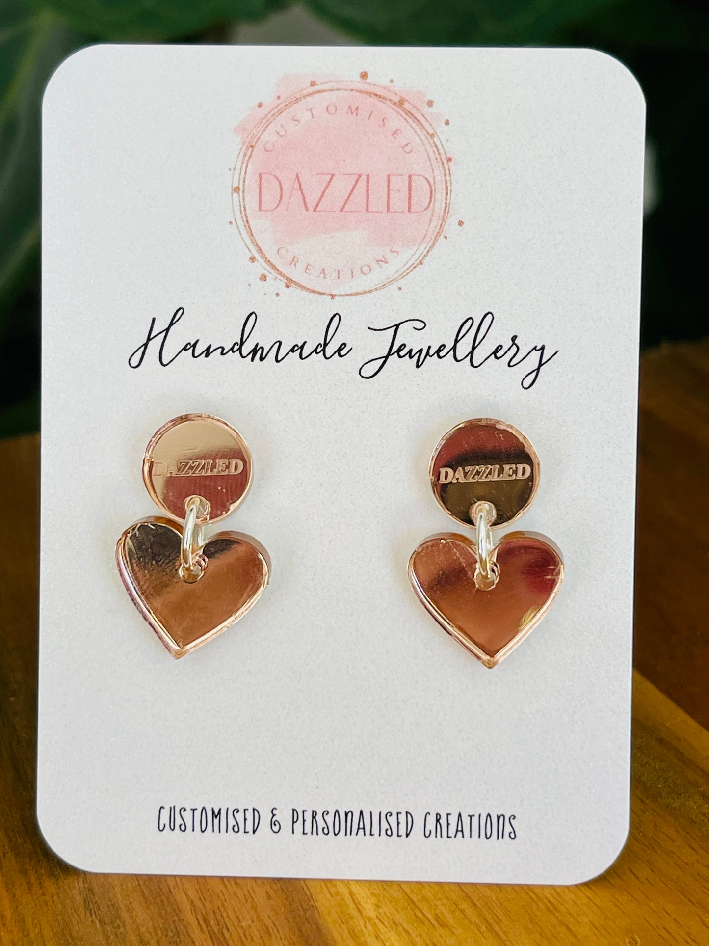 Dazzled Mirror Heart Dangles