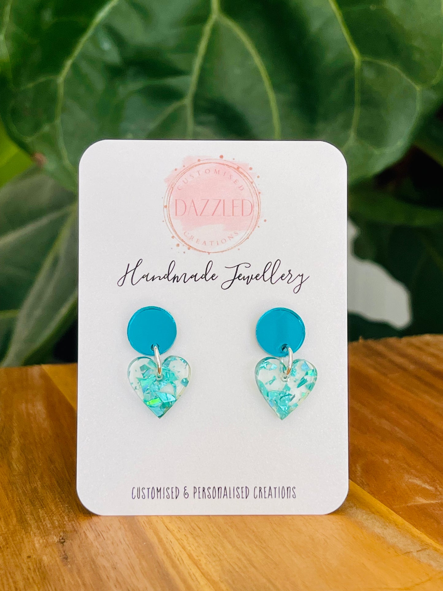 Heart Glitter Dangles with mirror stud