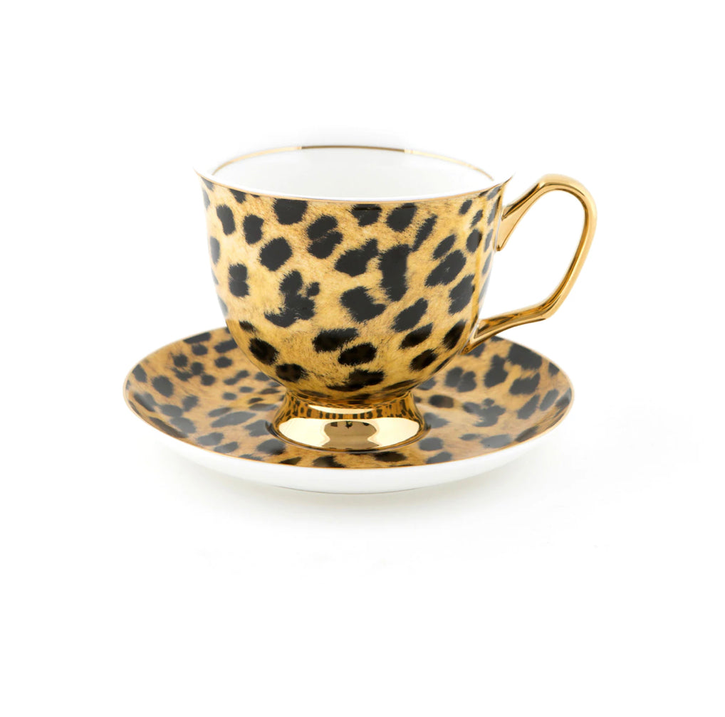 LyndalT- Leopard Print XL Teacup & Saucer 375ml