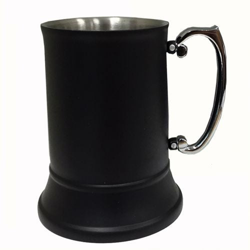MATT BLACK S/S DOUBLE WALL BEER MUG IN GREY GIFT BOX 450ML