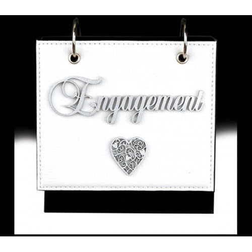 Designer Engagement White leather flip photo album