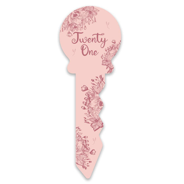 21 Birthday Key Pink Floral