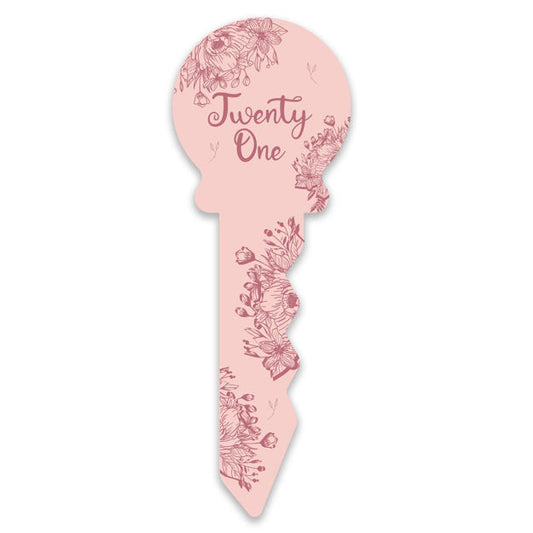 21 Birthday Key Pink Floral