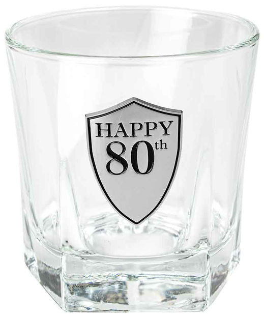 HAPPY 80TH BIRTHDAY WHISKY GLASS - 210ml