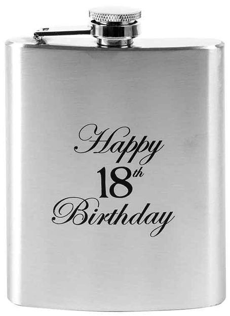 Hip Flask - Happy 18th Birthday - 210ml Matte