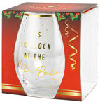 NOVELTY CHRISTMAS STEMLESS ITS 5 O'CLOCK AT THE NORTH POLE - 600ml