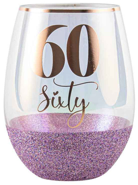 60 GLITTER STEMLESS WINE GLASS - PURPLE - 600ml