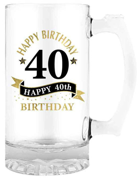 40TH BIRTHDAY BEER STEIN - 490ML