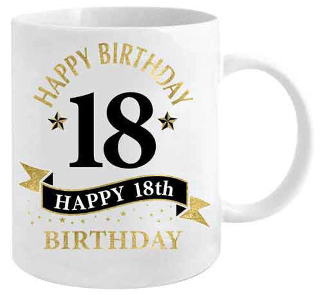 White and Gold Mug - 18th Birthday