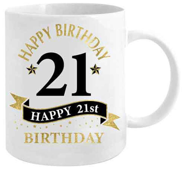 White and Gold Mug - 21st Birthday