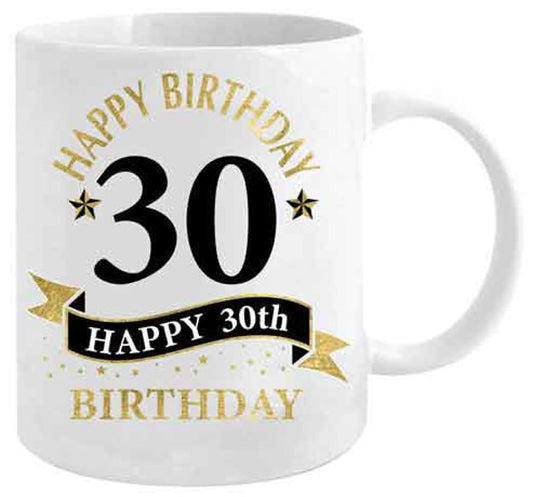 White and Gold Mug - 30th Birthday