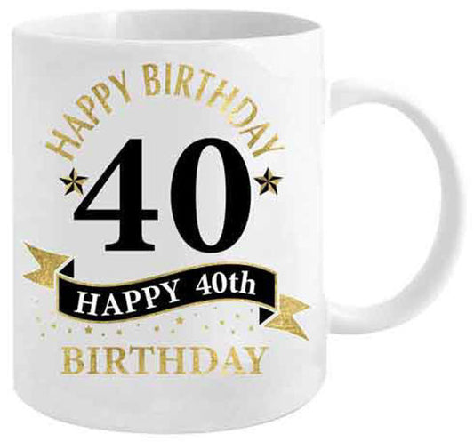 White and Gold Mug - 10th Birthday