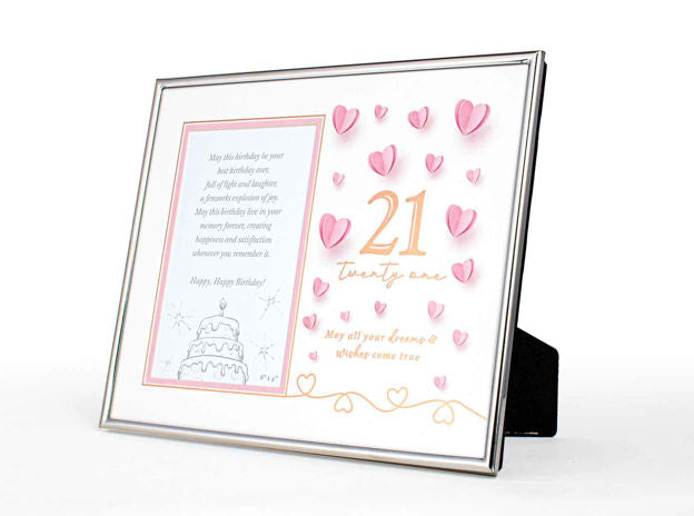 21ST PAPER HEARTS SILVER EDGED PHOTO FRAME