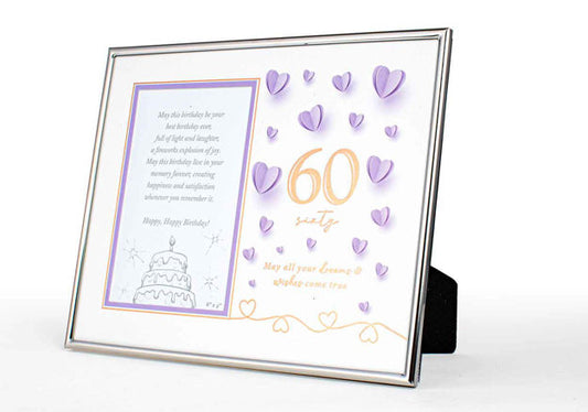 60TH PAPER HEARTS SILVER EDGED PHOTO FRAME