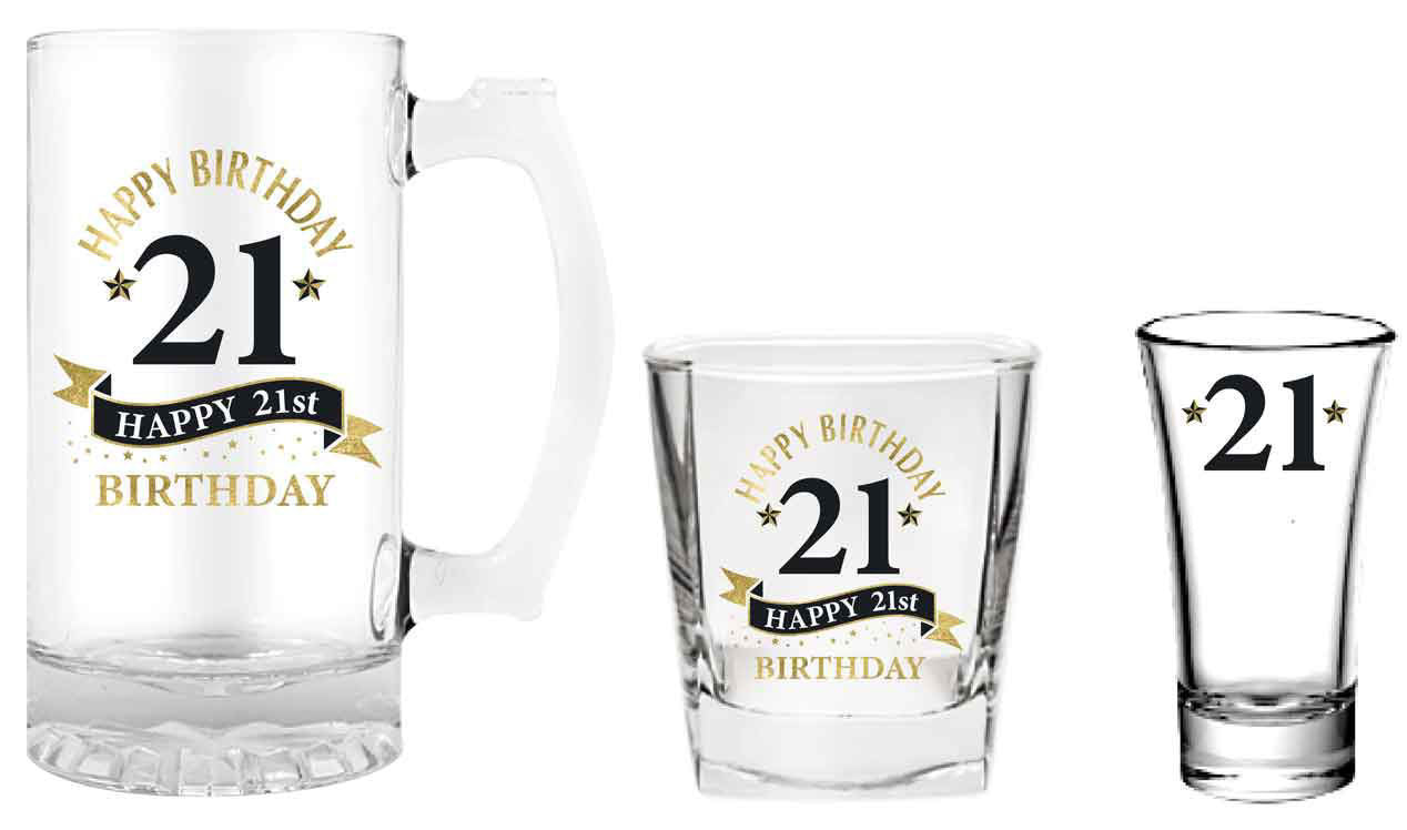 21st Birthday Stein Whisky Shot 3pc Set