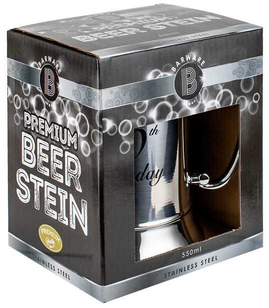 Stainless Steel Beer Mug "Happy 18th Birthday"