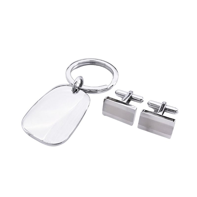 Two Tone Keyring & Cuff Link Set