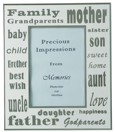 Family Photo Frame - 4 x 6" - White and Silver