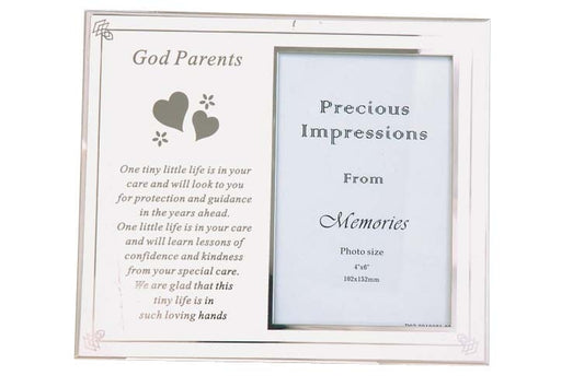 God Parent - White with Silver Photo Frame - 4 x 6"
