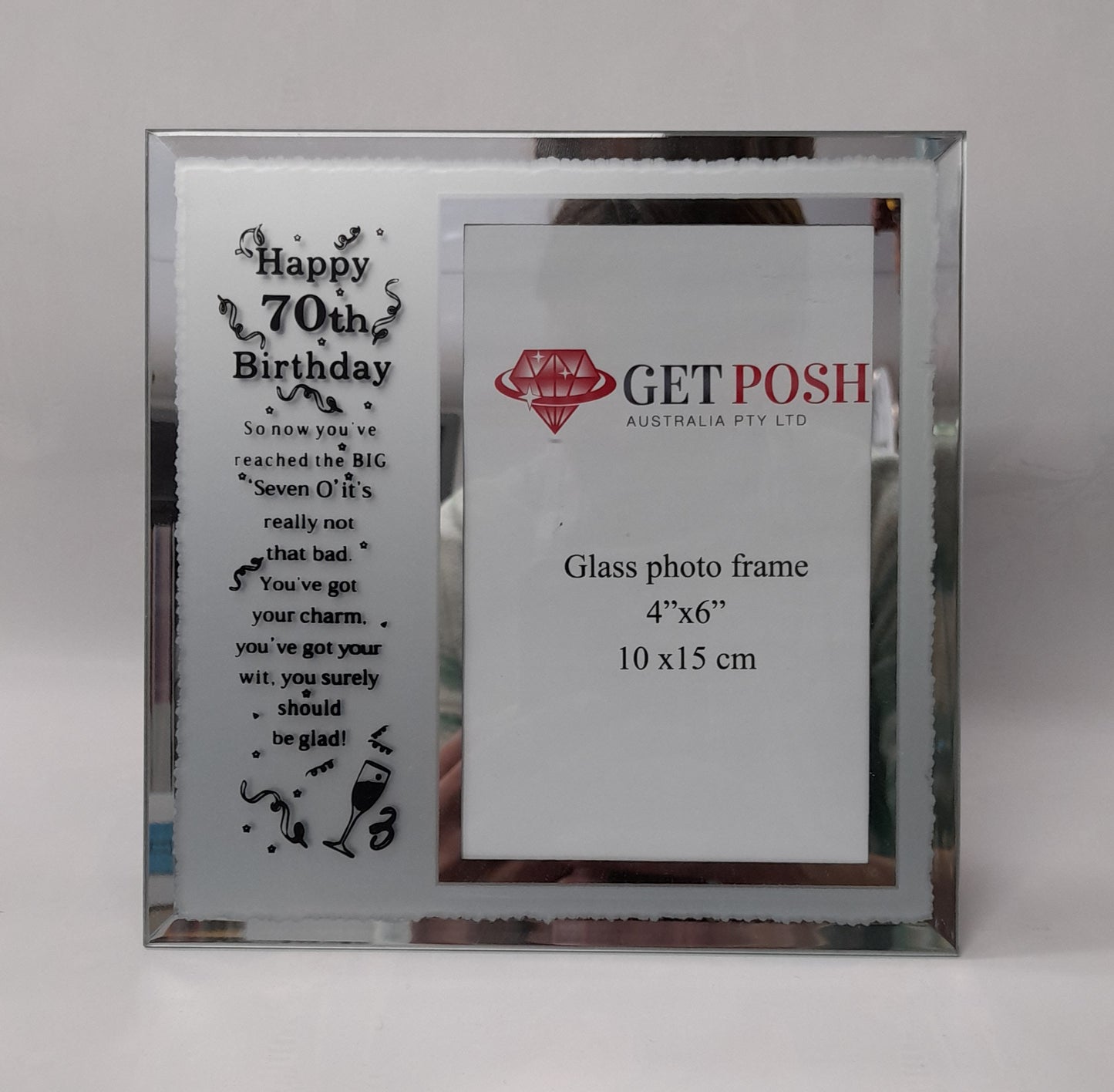 Glass Photo Frame - 70th Birthday