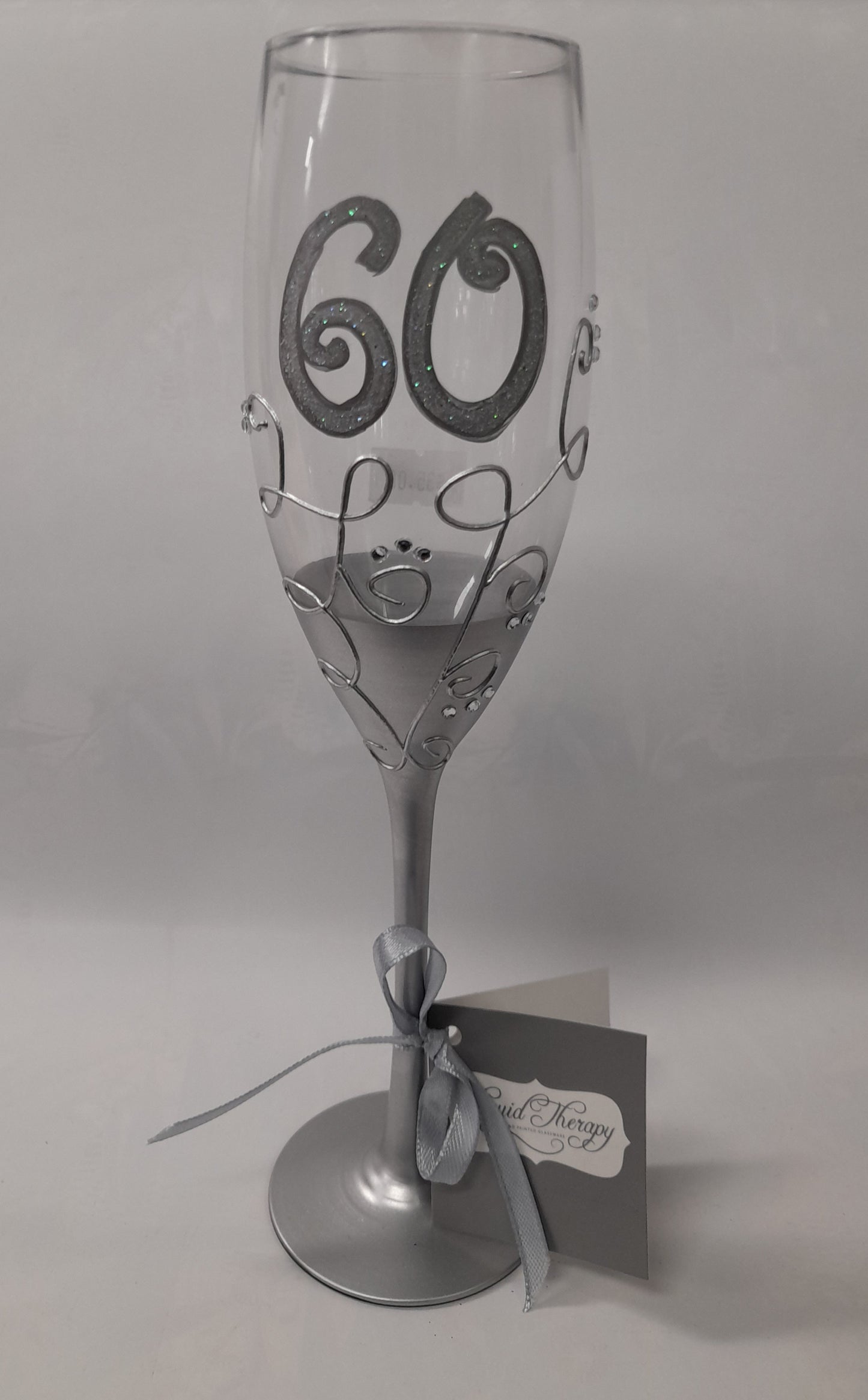 60 Champagne Flute - Hand Painted Silver