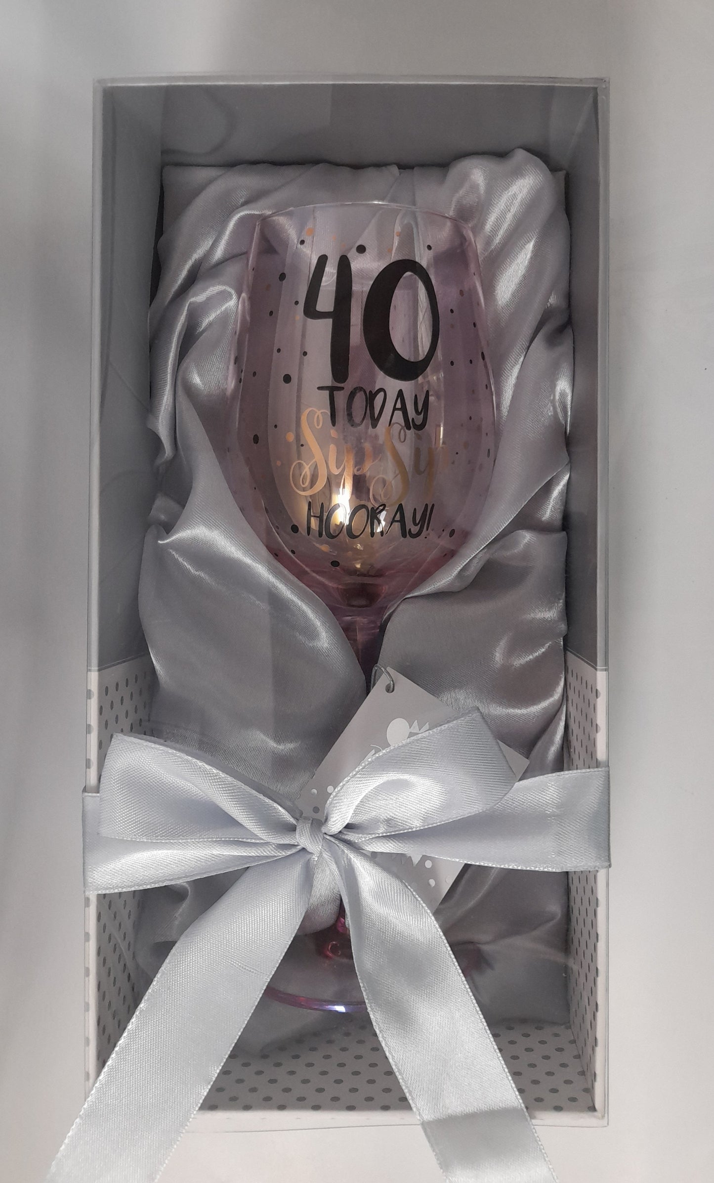40 Birthday Wine Glass - tinted -Gift Box
