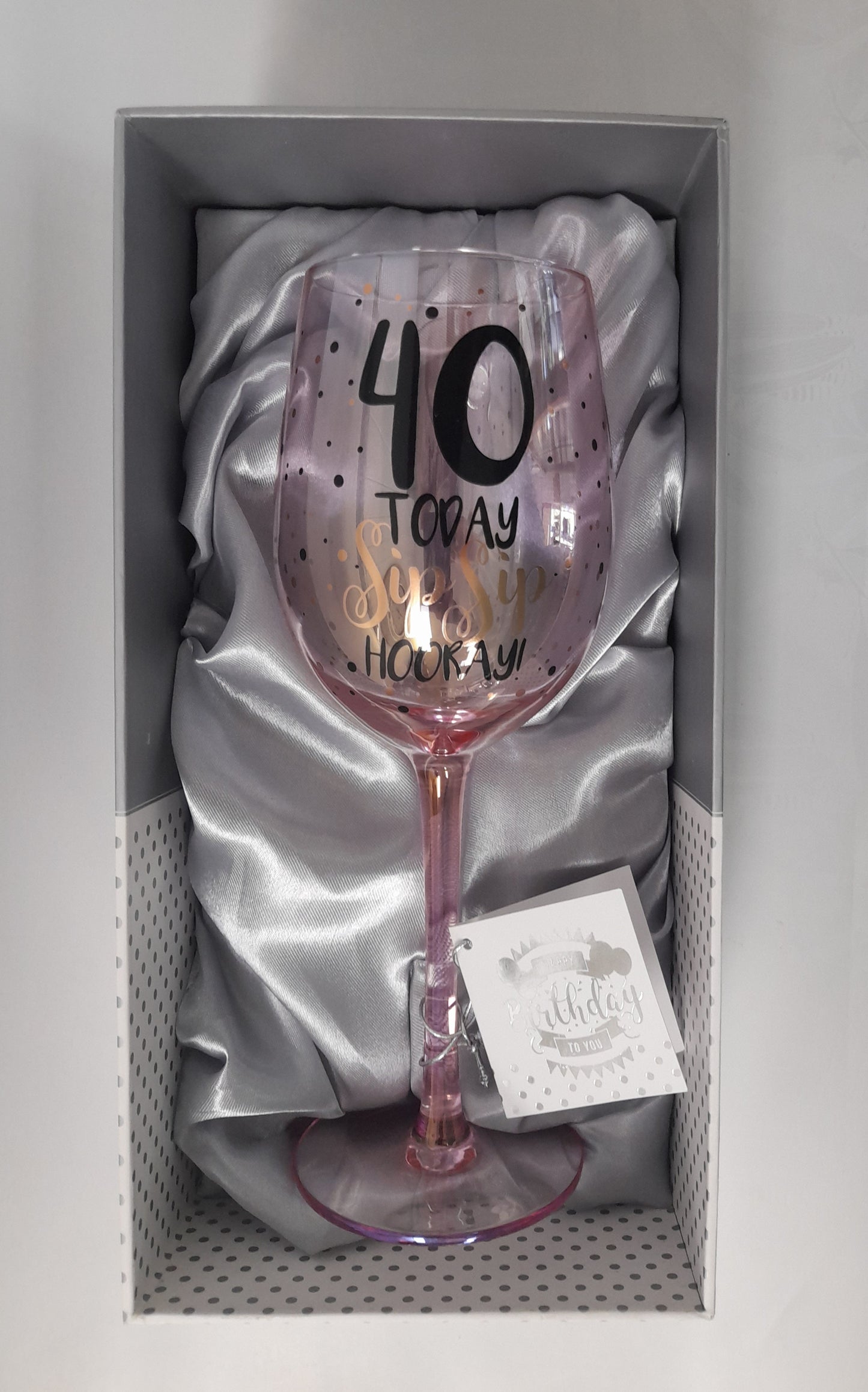 40 Birthday Wine Glass - tinted -Gift Box