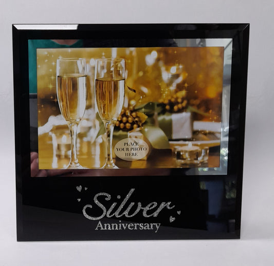 Silver Anniversary - Glass Frame - Black & Silver
