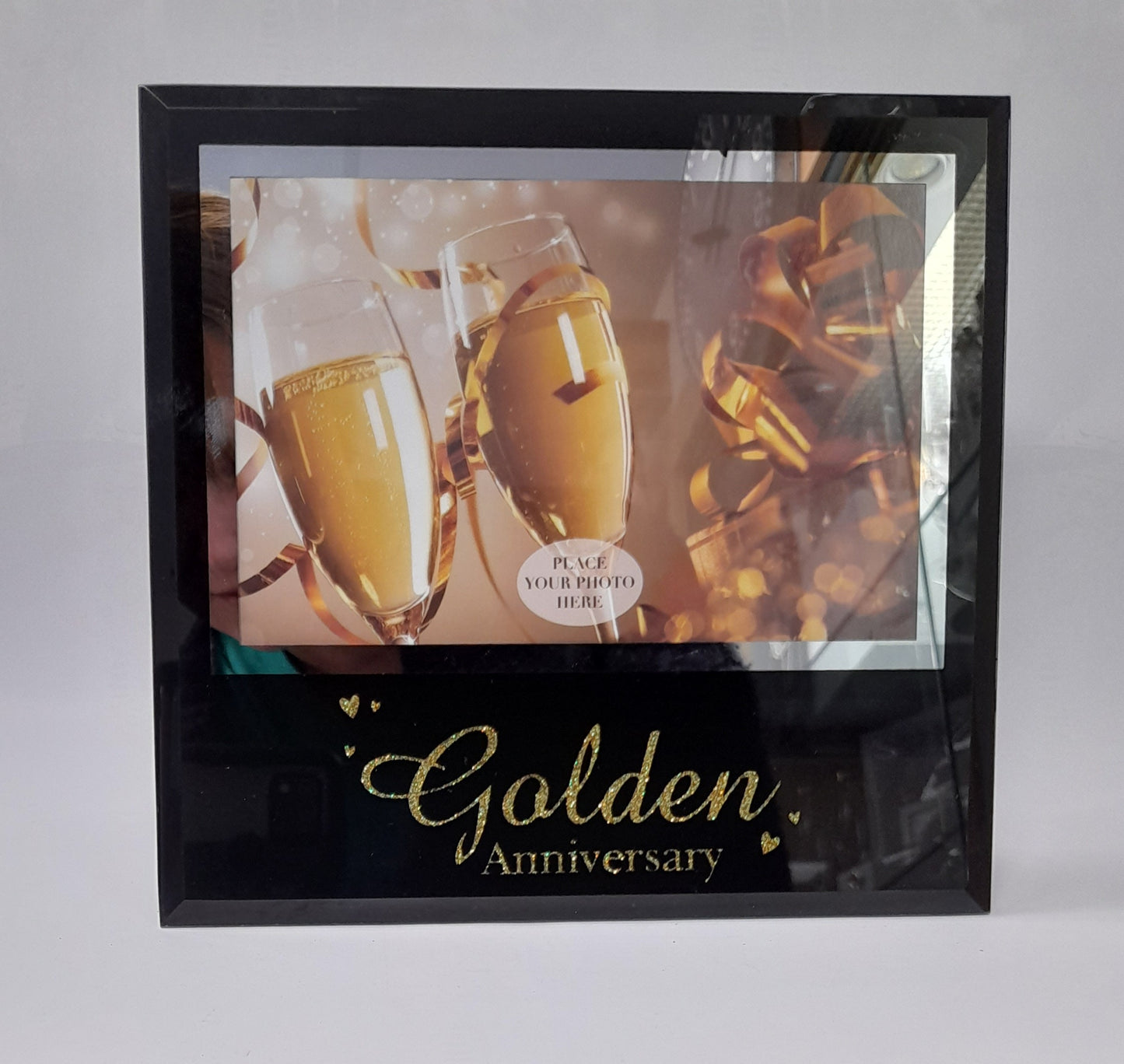 Gold Anniversary - Glass Frame - Black & Silver