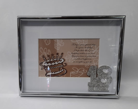 18 Birthday Frame - Silver with diamontes