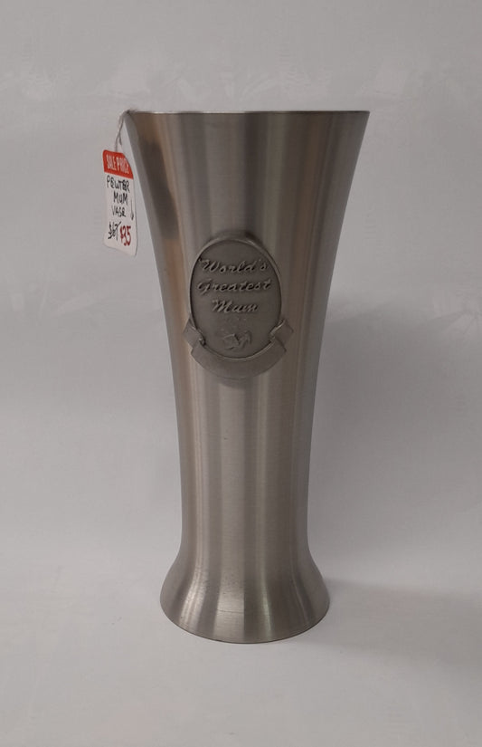 Worlds Greatest Mum Vase - Pewter