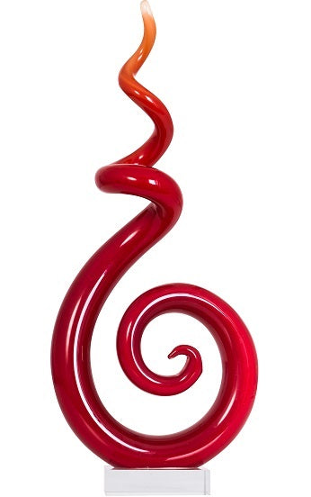 COLOURED GLASS SCULPTURE APEX - RED