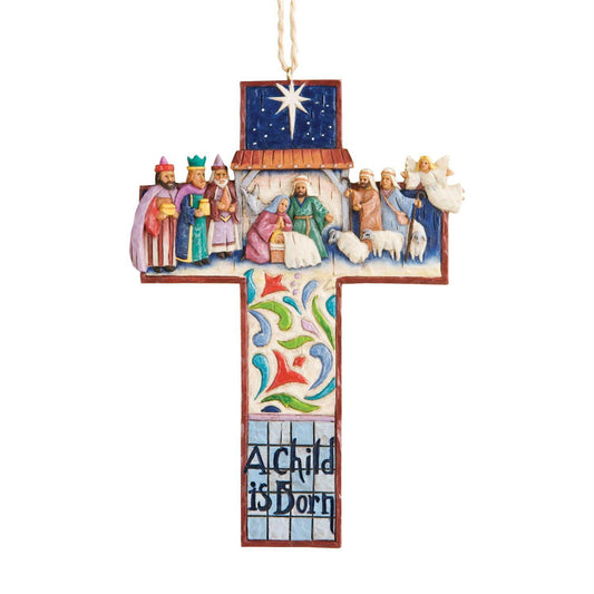 Nativity Scene Cross-Heartwood Creek - 12cm