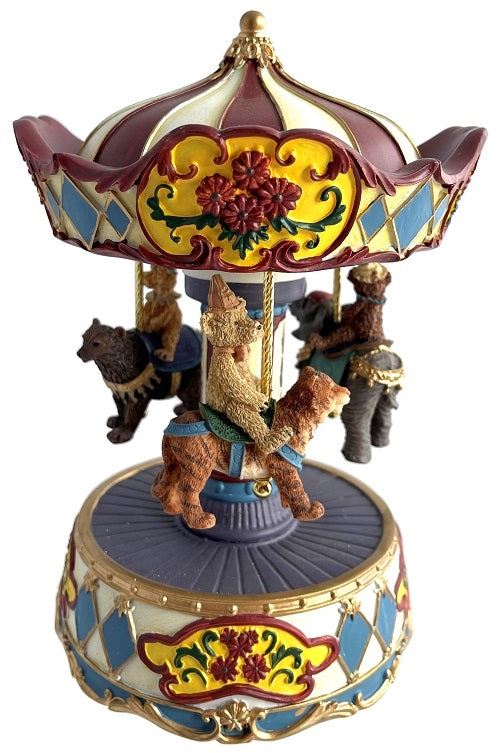 CAROUSEL 3 TEDDY BEARS RIDING ANIMALS