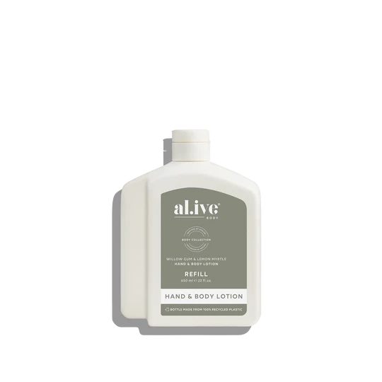 650ml Lotion Refill | Willow Gum & Lemon Myrtle | al.ive