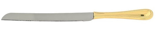 CAKE KNIFE With BEADED HANDLE GOLD STAINLESS STEEL BLADE