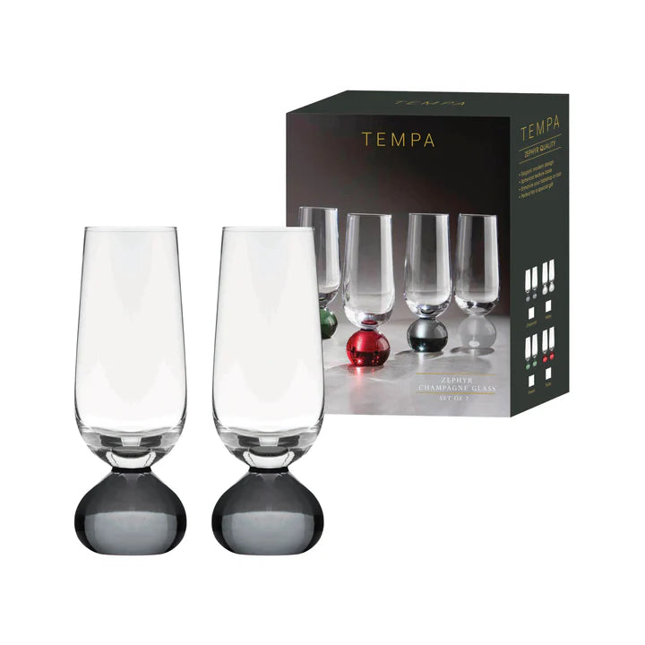 Zephyr Charcoal 2pk Champagne Glass