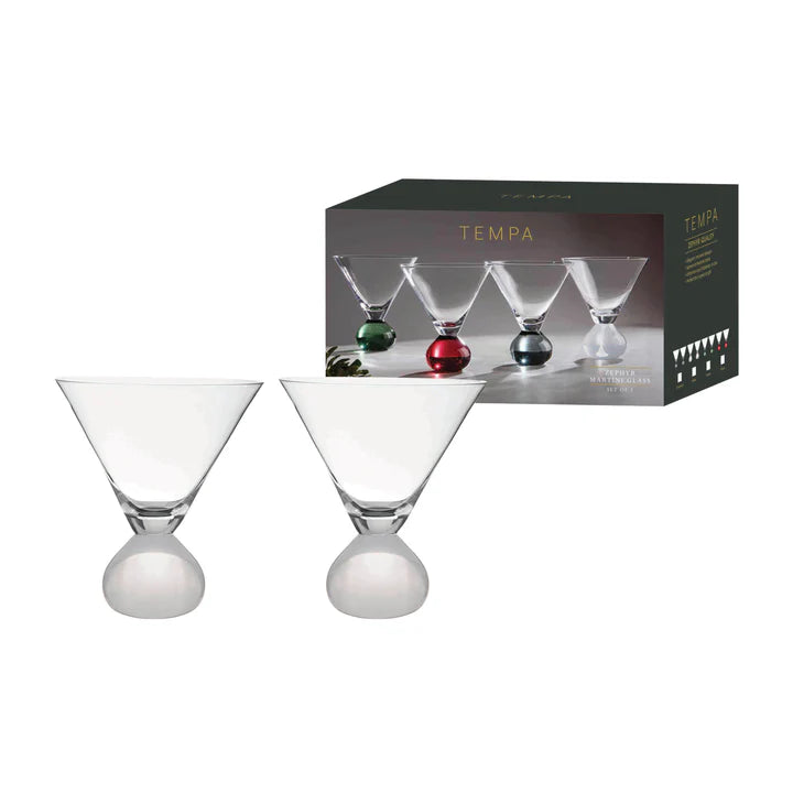 Zephyr White 2pk Martini Glass