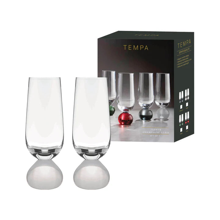 Zephyr White 2pk Champagne Glass