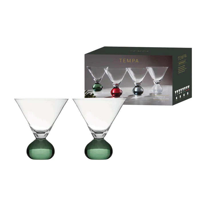 Zephyr Green 2pk Martini Glass