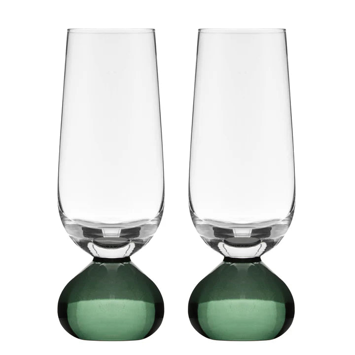 Zephyr Green 2pk Champagne Glass