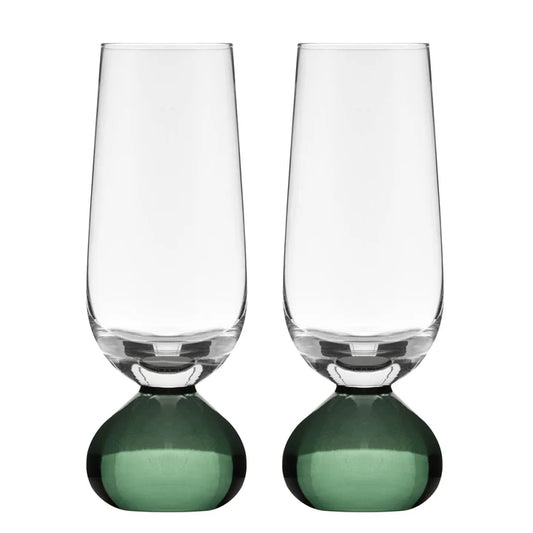 Zephyr Green 2pk Champagne Glass