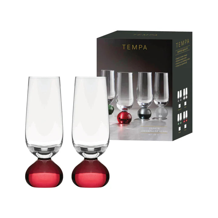 Zephyr Ruby 2pk Champagne Glass